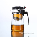 Cam Gongfu Çay Makinesi Basın Sanat Fincan Çaydanlık
